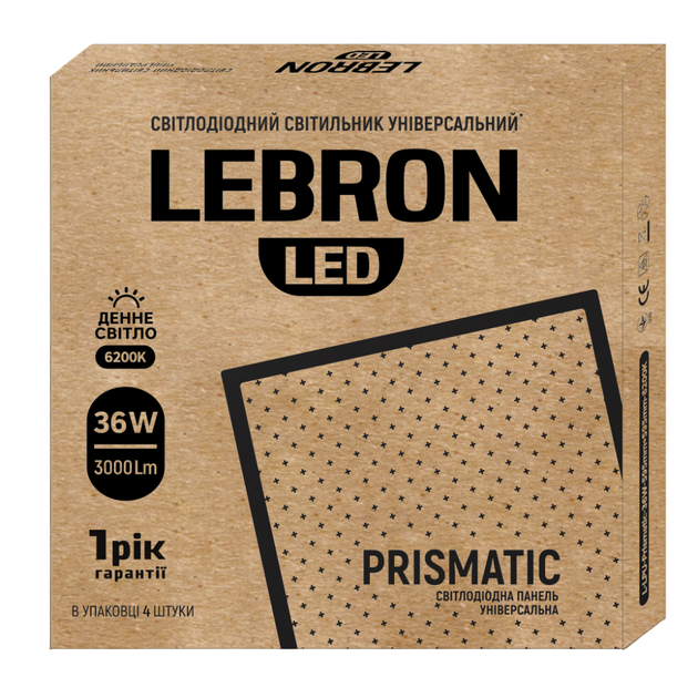 Офисная светодиодная панель 36W Lebron с призматическим рассеивателем 595x595mm 6200K IP20 L-LPU-Prismatic - изображение 2
