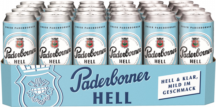 Упаковка пива Paderborner Hell світле фільтроване 5.1% 0.5 л × 24 шт (4101120096853) - зображення 1