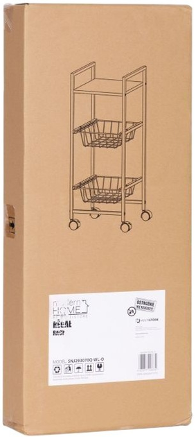 Regał ModernHome by Multistore z 2 koszami i półką organizer na kółkach (SNJ293070Q-WL-O) - obraz 6