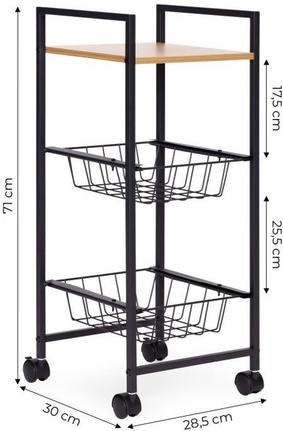 Regał ModernHome by Multistore z 2 koszami i półką organizer na kółkach (SNJ293070Q-WL-O) - obraz 7