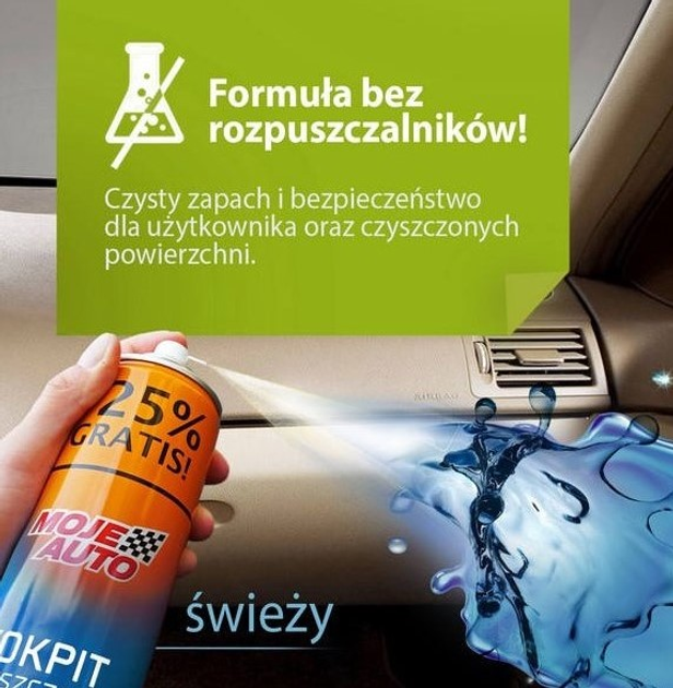 Спрей для догляду за панеллю приладів автомобіля Moje Auto ОСВІЖАЮЧИЙ Блиск 750 мл (5905694001096) - зображення 4
