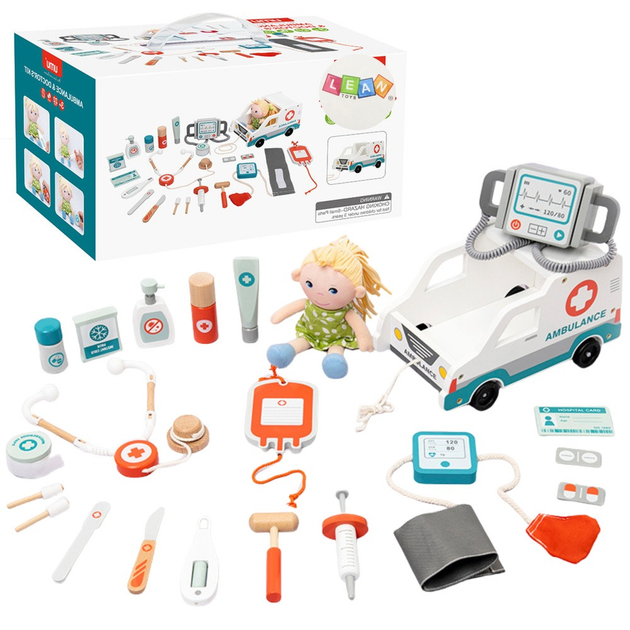 Zestaw małego ratownika LEAN Toysi drewniane akcesoria 22 elementy 22038 (5905991043935) - obraz 2