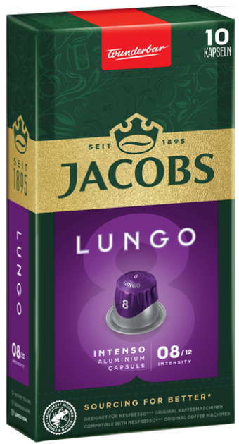 Кава в капсулах Nespresso Jacobs Lungo 8 Intenso 10 капсул - Фото 1 Кава в капсулах Nespresso Jacobs Lungo 8 Intenso 10 капсул - зображення 1