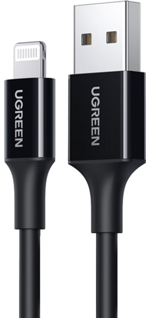 Kabel Ugreen US155 USB 2.0 Male to Lightning Male Cable Nickel Plating ABS Shell 2.4A 2 m Black (UGR-80823) - obraz 1