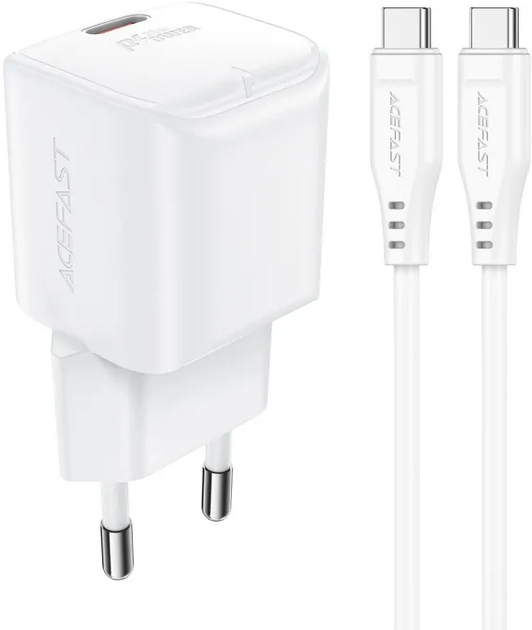 Ładowarka sieciowa Acefast A73 mini PD20W GaN single USB-C charger set C3-03 White (6974316282655) - obraz 1