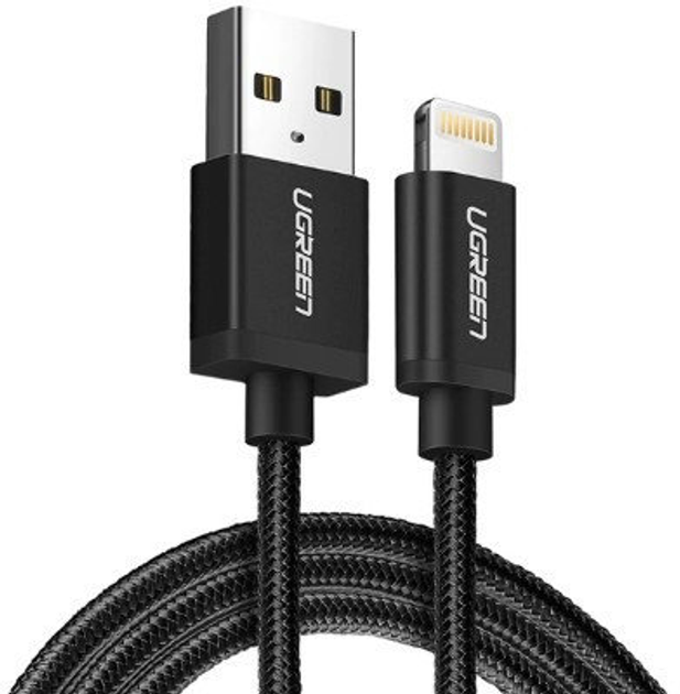 Kabel Ugreen US155 USB-A 2.0 — Lightning MFI 1 m Nickel Plated Black (90402190) - obraz 3