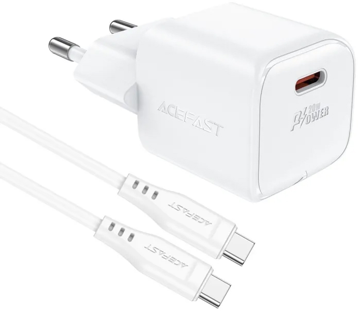 Ładowarka sieciowa Acefast A73 mini PD20W GaN single USB-C charger set C3-03 White (6974316282655) - obraz 4