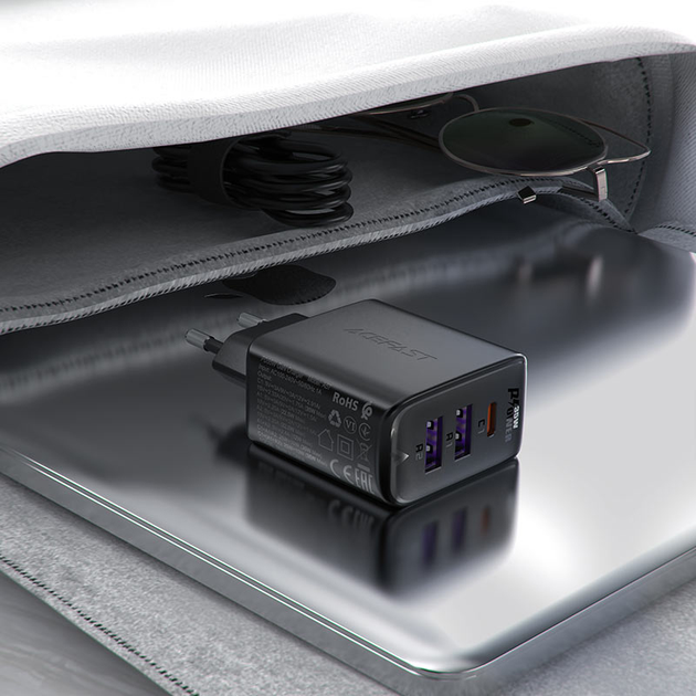 Ładowarka sieciowa Acefast A57 PD35W GaN 2xUSB-A+USB-C charger Black (6974316282730) - obraz 5