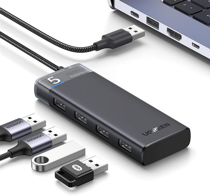 Hub USB Ugreen CM653 4xUSB 3.2 Gen1 Ports Black (UGR-15548) - obraz 2