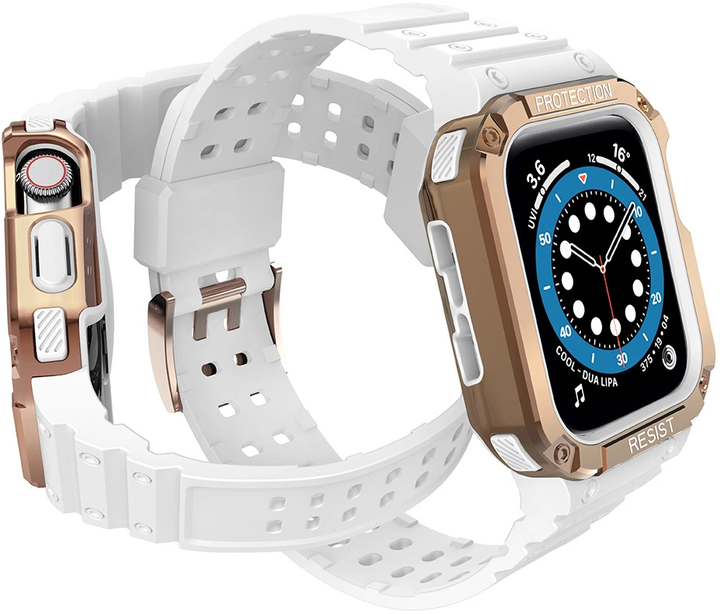 Pasek z etui Hurtel Protect Strap Band do Apple Watch 38/40/41 mm White/Rose Gold (9145576231586) - obraz 3