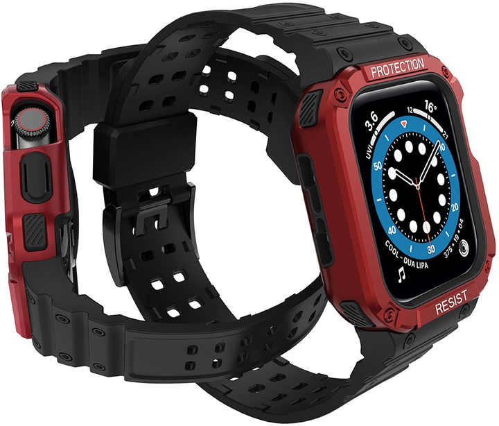 Pasek z etui Hurtel Protect Strap Band do Apple Watch 38/40/41 mm Black/Red (9145576231517) - obraz 3