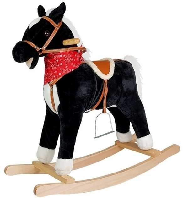 Koń na biegunach LEAN Toys rusza pyskiem ogonem 74 cm czarno - biały (5902808151746) - obraz 1