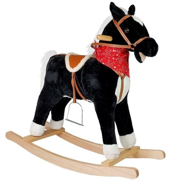 Koń na biegunach LEAN Toys rusza pyskiem ogonem 74 cm czarno - biały (5902808151746) - obraz 2
