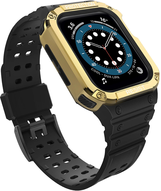 Pasek z etui Hurtel Protect Strap Band do Apple Watch 38/40/41 mm Black/Gold (9145576231555) - obraz 2
