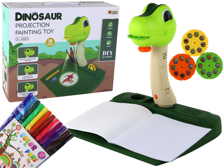Projektor do rysowania LEAN Toys Dinozaur dźwięki + akcesoria (16322) (5905679078556) - obraz 2