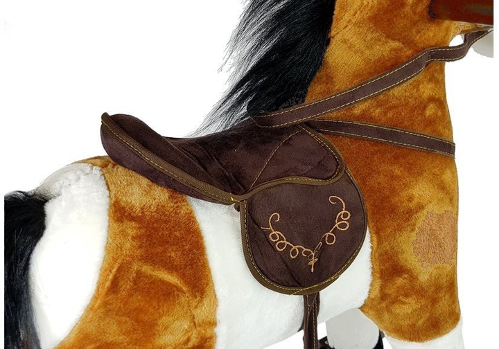Koń na biegunach LEAN Toys rusza pyskiem ogonem 74 cm Jasny Brąz 2254 (5902808151715) - obraz 8