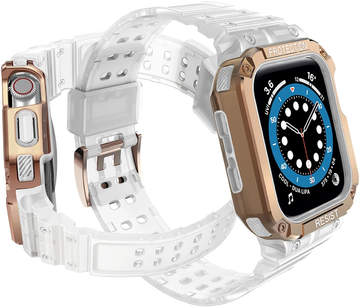 Pasek z etui Hurtel Protect Strap Band do Apple Watch 42/44/45 mm White/Rose Gold (9145576231722) - obraz 3