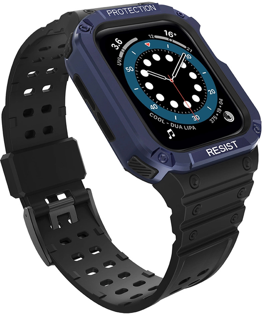 Pasek z etui Hurtel Protect Strap Band do Apple Watch 42/44/45 mm Black/Blue (9145576231685) - obraz 2