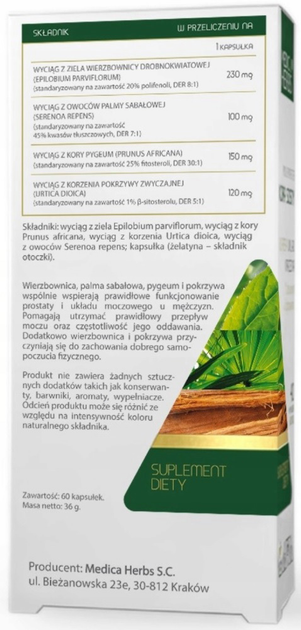 Naturalny suplement diety Medica Herbs wierzbownica palma sabałowa 60 kapsułek (5903968202507) - obraz 2