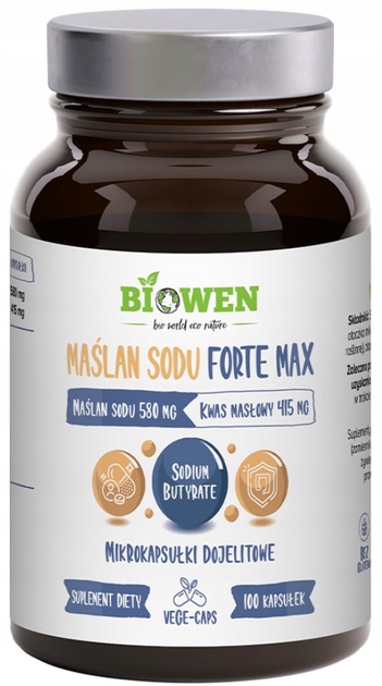 Naturalny suplement diety Biowen Maślan sodu forte max 100 kapsułek (5904806120472) - obraz 1