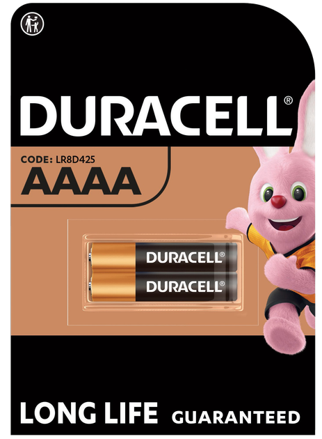 Спеціальна лужна батарейка Duracell AAAA 1,5V, (LR8D425), 2 шт. в упаковці (7091716) - Фото 1 Спеціальна лужна батарейка Duracell AAAA 1,5V, (LR8D425), 2 шт. в упаковці (7091716) - изображение 1