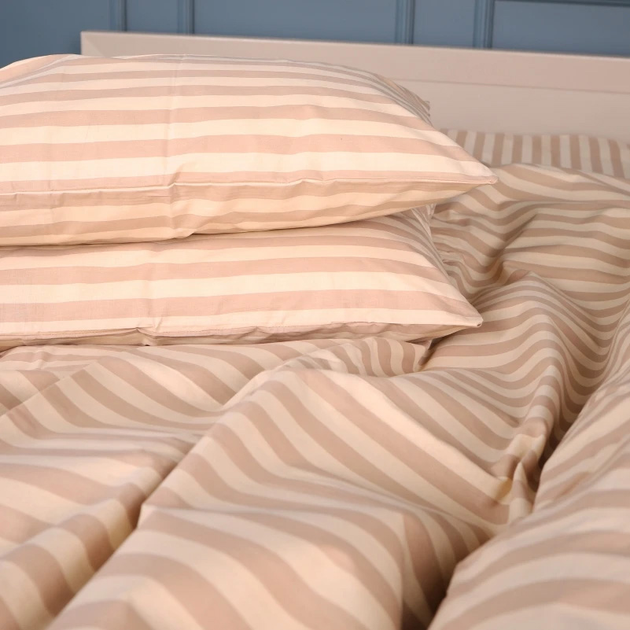 Акція на Наволочка MirSon Ranforce Elite 17-0610 Stripe Light Brown 70х70 см від Rozetka