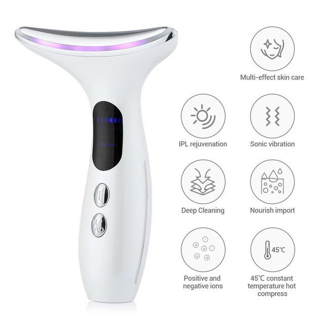 Микротоковый массажер Neck Beauty Device для лица и шеи косметический массажер с инфракрасным излучением для антивозрастного ухода (VIL-O_33P) - изображение 3