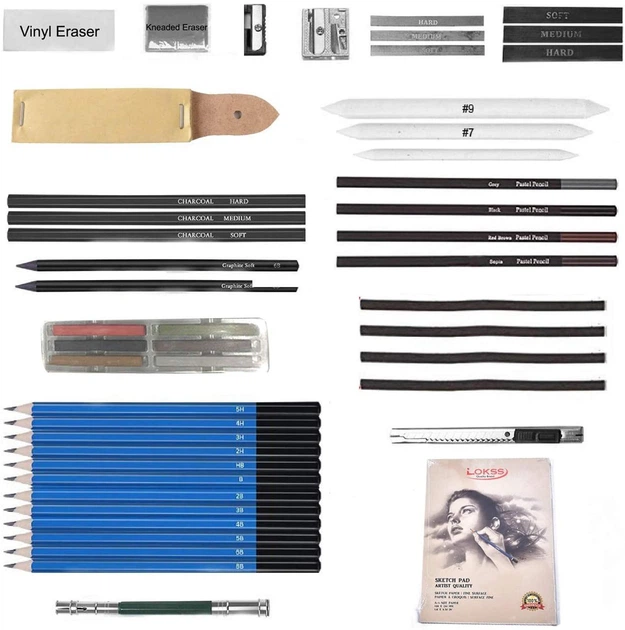 Художній набір для малюнка та ескізів Yover у нейлоновому пеналі 48 предметів (YV-PSN048) - зображення 5