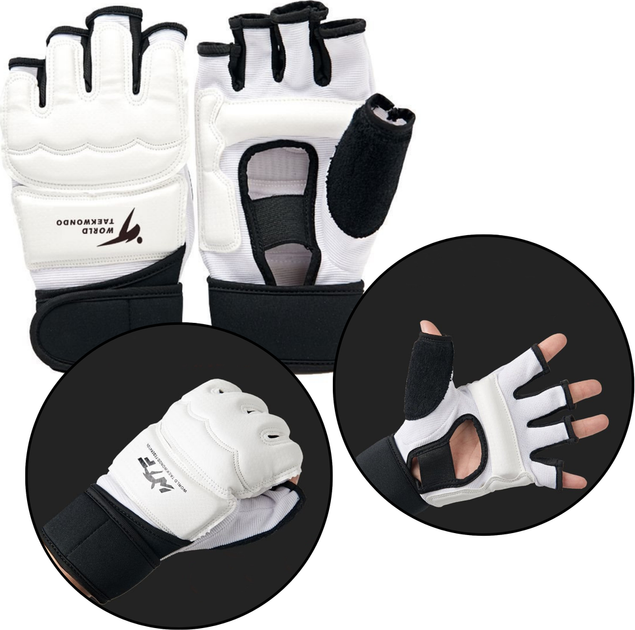 Тренувальні рукавички LEAN Toys для тхеквондо розмір XS White-Black (5905991059790) - зображення 2