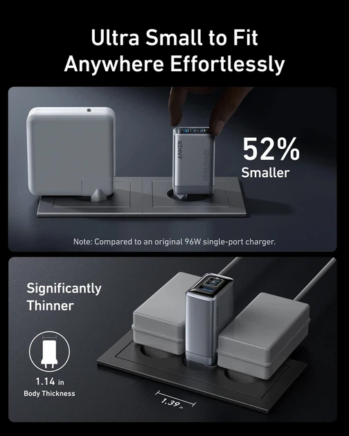 Ładowarka Anker GaNPrime Charger 100W 2xUSB-C PD 1xUSB-A Foldable Silver (A2688341) - Zdjęcie 5 Ładowarka Anker GaNPrime Charger 100W 2xUSB-C PD 1xUSB-A Foldable Silver (A2688341) - obraz 5