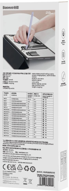 Активний стилус Baseus Smooth Writing 2 with LED Indicators Active Purple (SXBC060105) - зображення 9