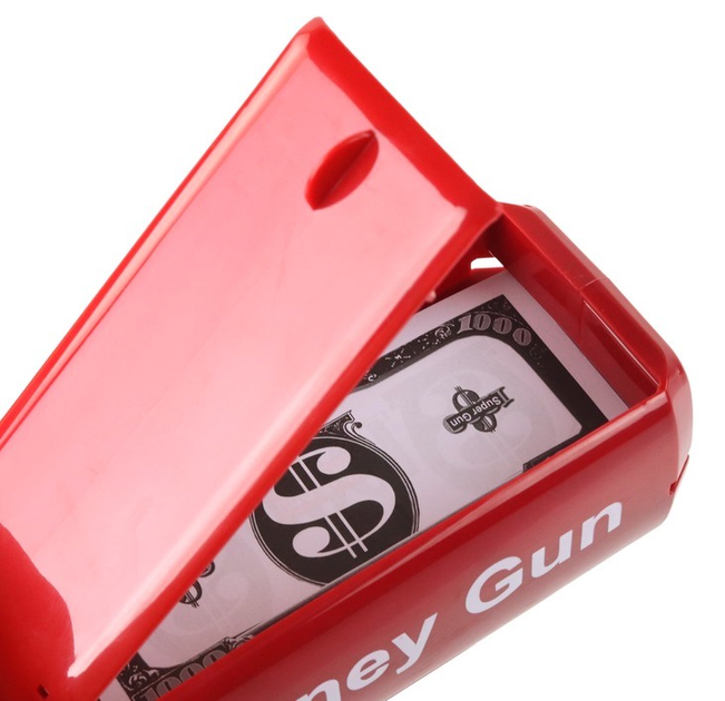 Pistolet na pieniądze LEAN Toys Pieniądze papierowe 100 sztuk Czerwony 17137 (5905884459942) - obraz 3