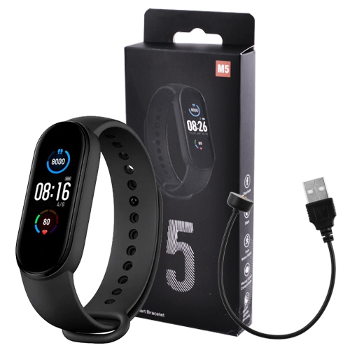Фитнес браслет UWatch M5-Band IP67 с пульсометром, тонометром, шагомером, магнитной зарядкой Black - изображение 7