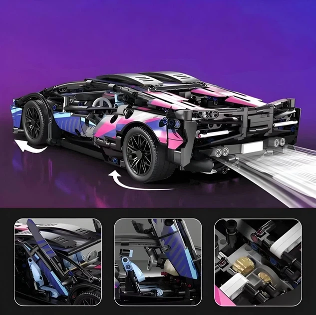 Конструктор гоночный автомобиль Lamborghini Cyberpunk 1314 деталей - Фото 4 Конструктор гоночный автомобиль Lamborghini Cyberpunk 1314 деталей - изображение 4
