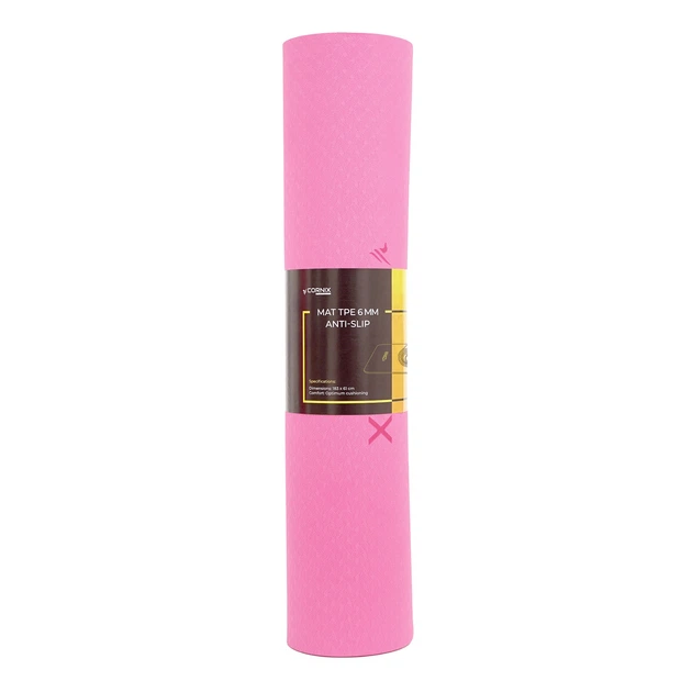 Килимок спортивний Cornix TPE 183 x 61 x 0.6 см для йоги та фітнесу XR-0005 Pink/Rose - Фото 6 Килимок спортивний Cornix TPE 183 x 61 x 0.6 см для йоги та фітнесу XR-0005 Pink/Rose - зображення 6