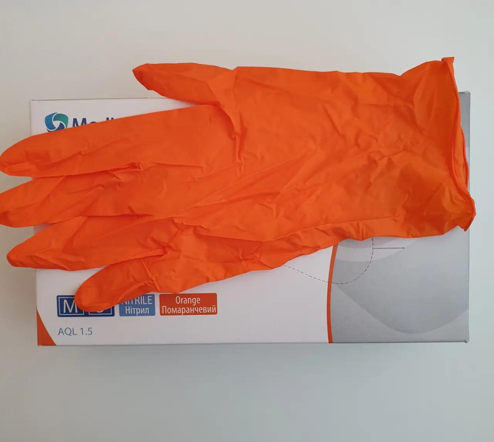 Рукавички Medicom SafeTouch® Premium Orange нітрилові без пудри текстуровані розмір S 100 шт. Чорні 5,0 г (1117) - зображення 2