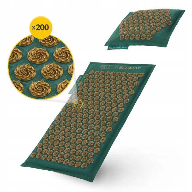 Коврик акупунктурный с подушкой 4FIZJO Eco Mat Аппликатор Кузнецова Navy Green/Gold (P-5907739312891) - изображение 4