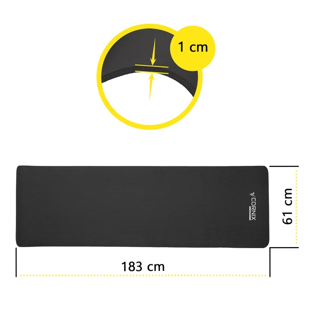Коврик спортивный Cornix NBR 183 x 61 x 1 cм для йоги и фитнеса XR-0013 Black - изображение 4