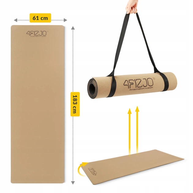 Коврик (мат) спортивный 4FIZJO Cork 183 x 61 x 0.4 см для йоги и фитнеса (P-5907739319562) - изображение 9