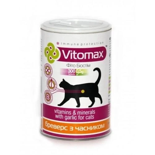 Вітаміні Бреверс з пивними дріжджами та часником для котів Vitomax 300 шт (VMX20004) - Фото 1 Вітаміні Бреверс з пивними дріжджами та часником для котів Vitomax 300 шт (VMX20004) - зображення 1