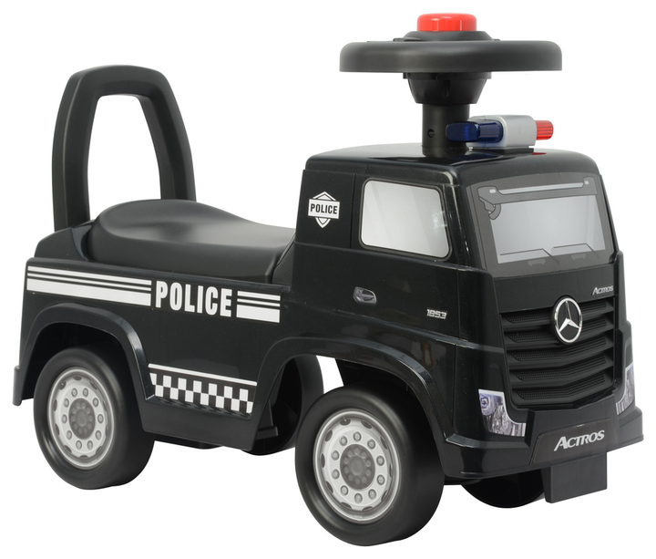 Jeździk Lean Cars Mercedes Actros Policja 3316A Czarny (5905991008842) - obraz 3