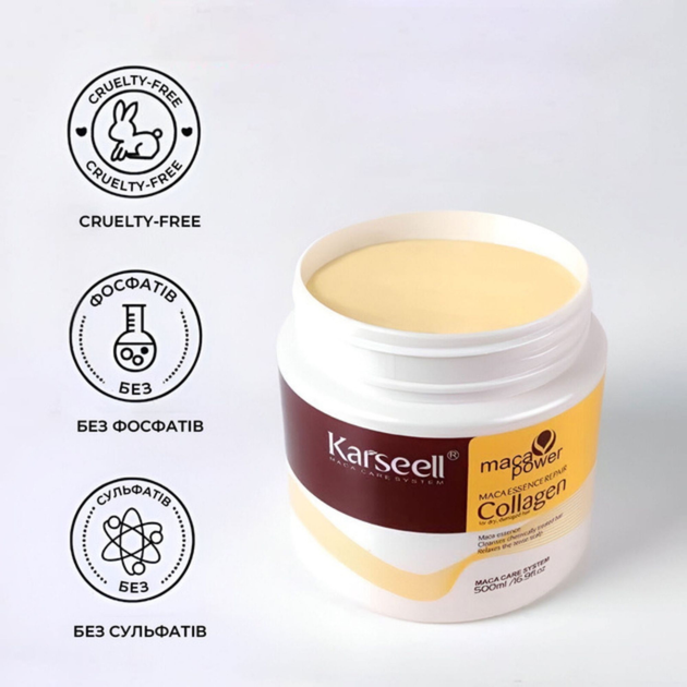 Коллагеновая маска эссенция для восстановления волос Karseell Maca Essence Repair Collagen Hair Mask 500 мл 