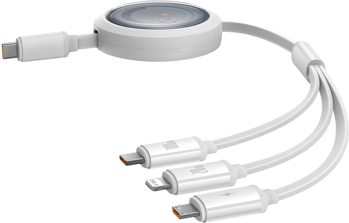 Кабель Baseus Free2Draw 3in1 USB Type-C - Lightning / USB Type-C / micro USB 1.1 м 100 Вт White (AT6932172656447) - зображення 2