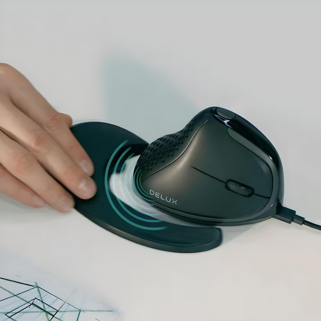 Ергономічна вертикальна миша DELUX M618XSD c OLED дисплеєм, комбінованим підключенням та акумулятором, WH - зображення 5
