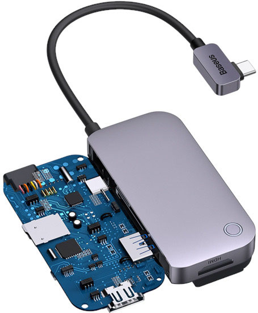 USB Hub Baseus PadJoy 6-in-1 Multifunctional Type-C Dark Gray (1206807229) - obraz 6