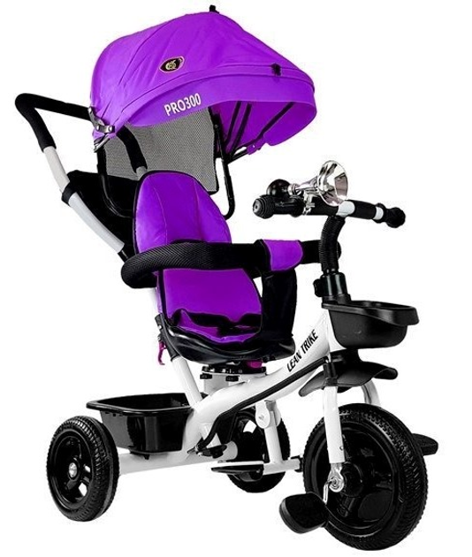 Rowerek trójkołowy spacerówka LEAN Toys Daszek koła EVA fioletowyPRO300 (5903802452679) - obraz 2