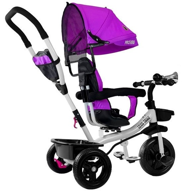 Триколісний велосипед прогулянковий LEAN Toys з дахом колеса EVA фіолетовий PRO300 (5903802452679) - зображення 3