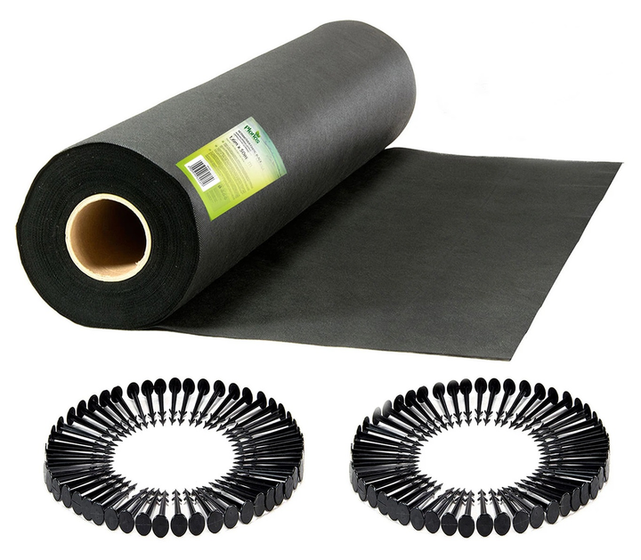 Agrowłóknina ogrodowa Plonos + 100 szpilek 1.6 m x 50 m 70 g/m2 Czarna (5903890624699) - obraz 1