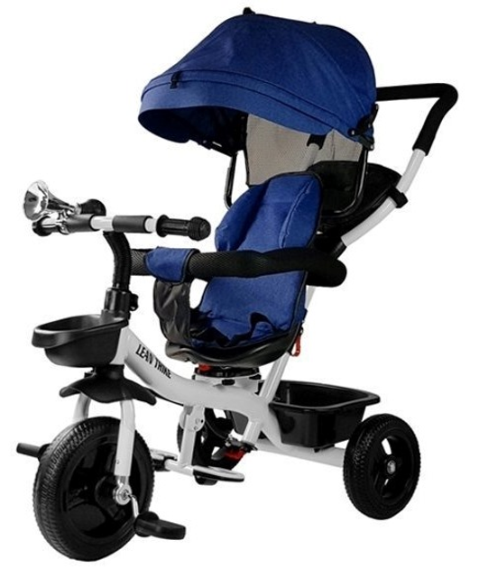 Rowerek trójkołowy spacerówka LEAN Toys Daszek koła EVA Niebieski PRO300 (5903802452624) - obraz 1
