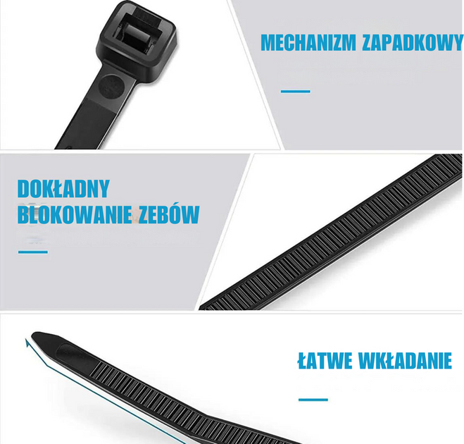 Opaski zaciskowe LEAN Toys 3.6 x 300 mm 100 szt. (5905991022640) - obraz 3
